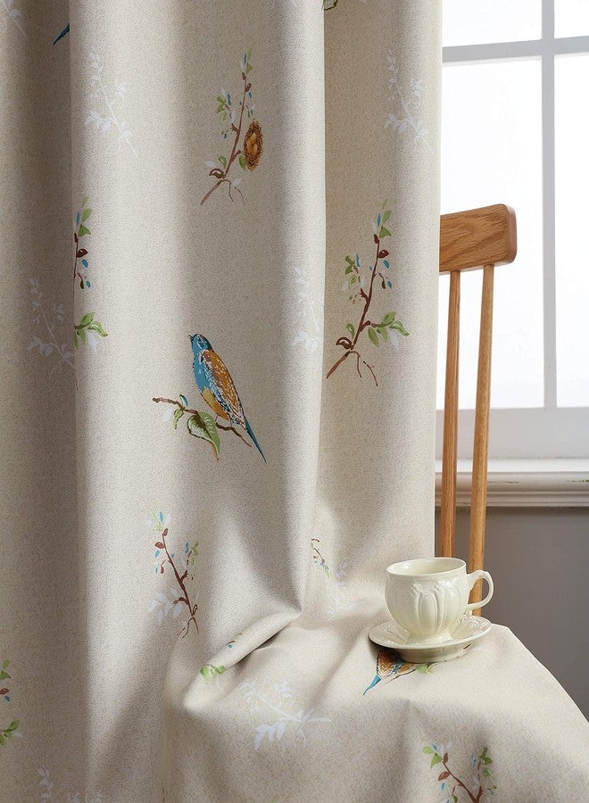 SUOUO Birds Blackout Curtains for Bedroom 84 inches Long Farmhouse Patterned Floral Window Drapes for Living Room 2 Panels Khaki - Image 1